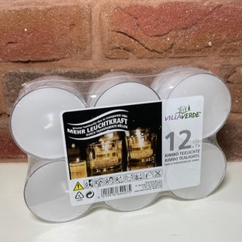 Teelichte Jumbo ohne Duft neutral klassisch weiss 12Stck